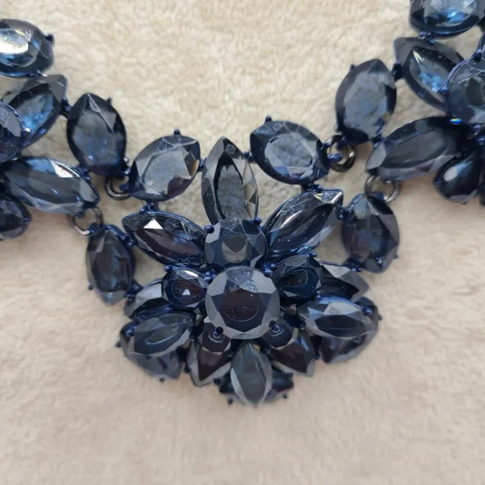 J Crew Navy Blue Stone Statement Necklace NWOT!